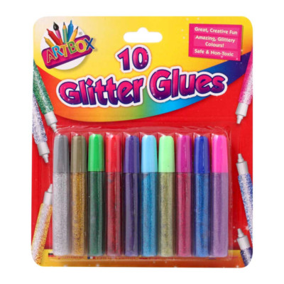 Artbox 10er Pack verschiedene Farben Glitzer Klebestifte Kunsthandwerk Brandneu