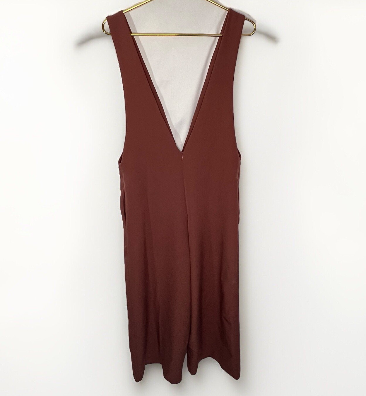 FILA tutto: tuta crop row rustica arancione malva profondo scollo a V senza maniche gamba larga Med