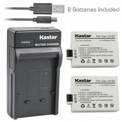 Kastar LP-E5 Battery & SLIM Charger for Canon  EOS 450D 500D 1000D, Kiss F X2 X3