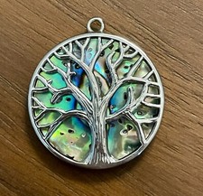 Silver Abalone Tree of Life Pendant About 1 Inch