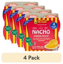 (4 pack) Ricos® Nacho Cheese Sauce 3.5oz Cup, 4 Count, Shelf-Stable