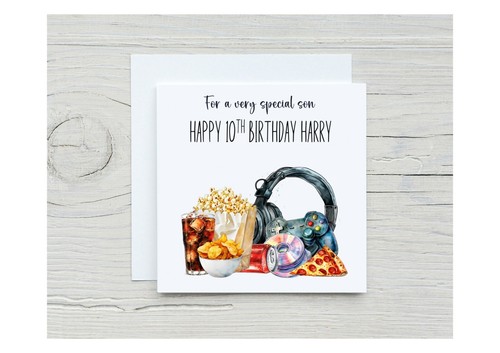 Personalised Special Son Birthday Card, Custom Name and Age, Gaming Theme - Picture 2 of 4
