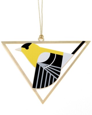 Charley Harper Brass American Goldfinch Christmas Ornament Adornment | eBay