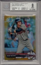 DREW WATERS ROOKIE 2017 Bowman Chrome GOLD REFRACTOR BGS 8 NM-MT Atlanta Braves