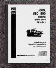 8000 880 890 Brake Shoe Grinder Operating Instruction Manual Fits 1993 Ammco 818