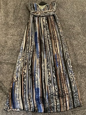 Maya Deluxe trägerloses Maxikleid 52 Zoll Länge mehrfarbig Animal Print UK 12