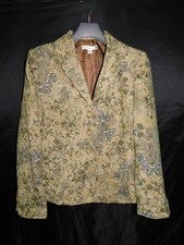Coldwater Creek Size 12 NWT Green Floral Tapestry Blazer Jacket Button Lined NEW