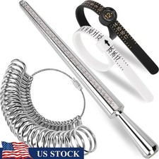 Ring Sizer Mandrel Gauge Set Finger Size Measuring Tool Jewelry Accessory New