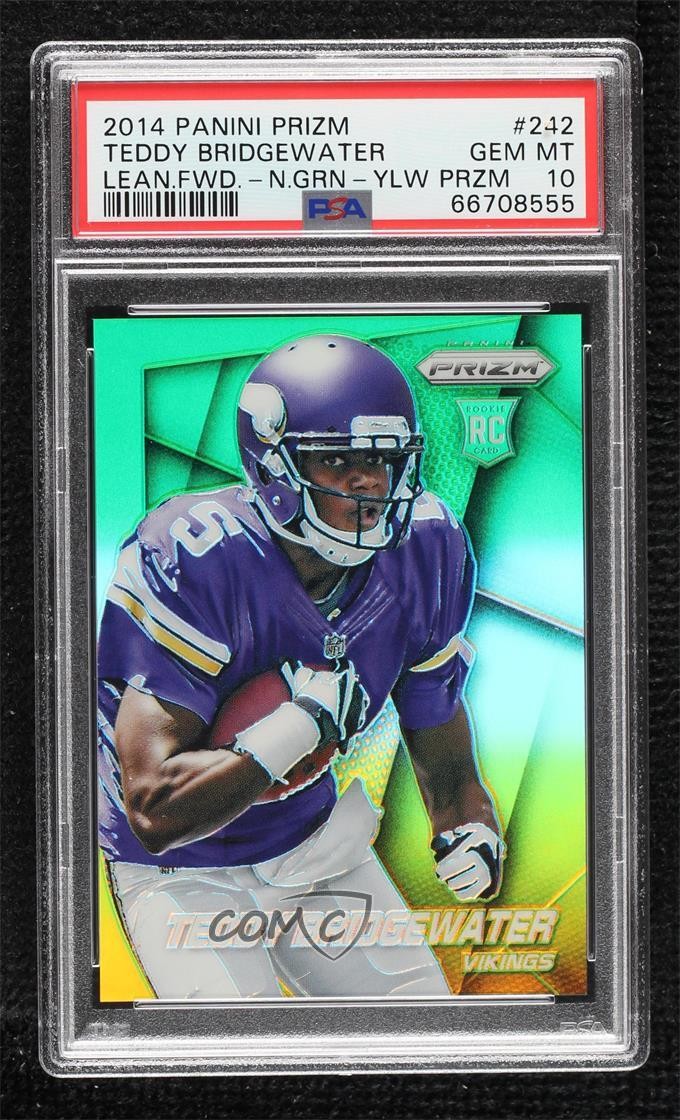 2014 Prizm Neon Green & Yellow Teddy Bridgewater PSA 10 GEM MT Rookie RC 7p8