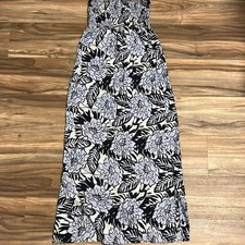 Gap Y2K Maxi Dress Floral Smocked Stretch Tube Top Strapless Side Slits Womens S