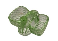 Ancienne Salière Poivrière Chien Porteur de Panier / Salerons en Verre Vert