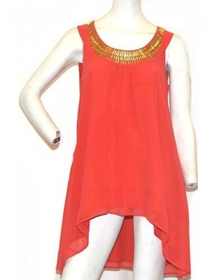 K. Jordan Women's Sheer High Low Tunic in Poppy, Size Small