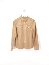 Holland Cooper Shirt Size 10 Beige Tan Luxury Western Suede Like Soft Touch