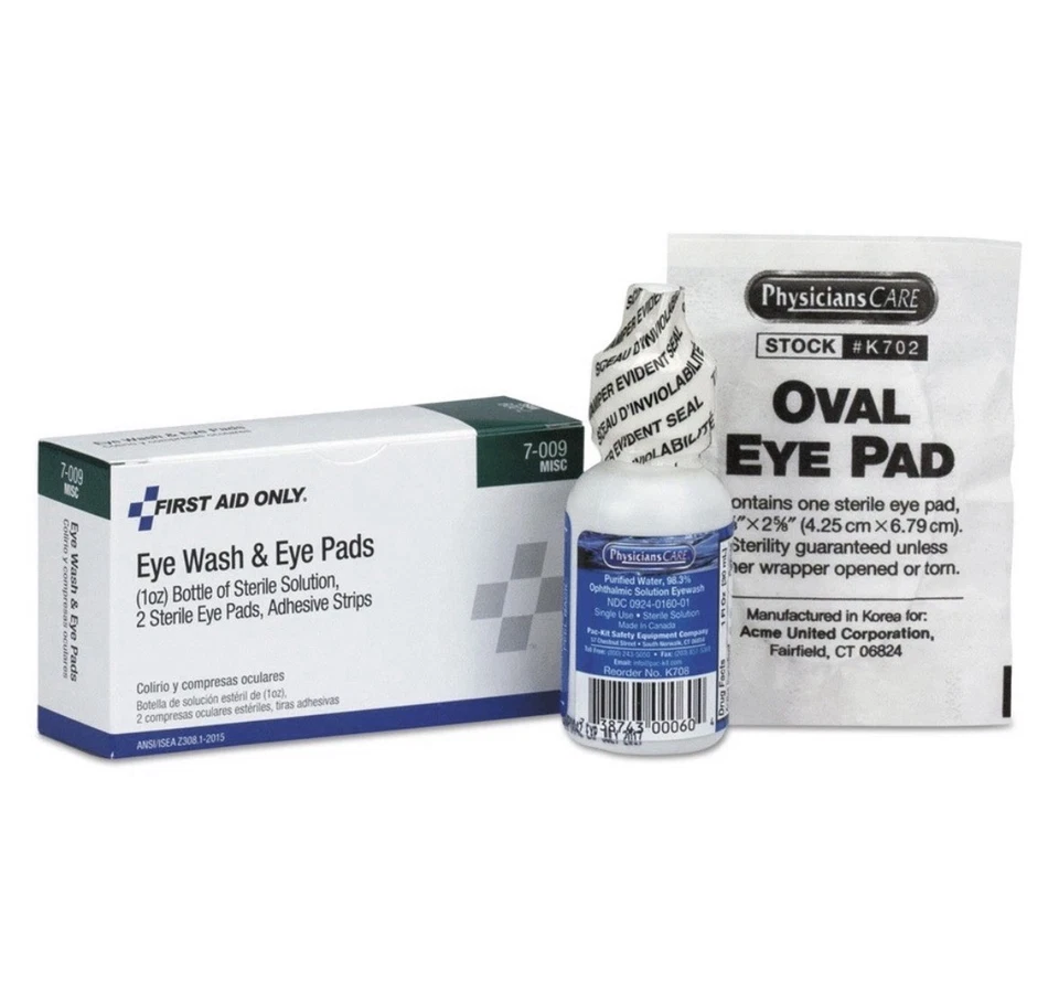 4 Kits 1 Oz Eye Wash Kit FIRST AID ONLY Eye flushing solution With Pads & Strips - Image 2 of 3