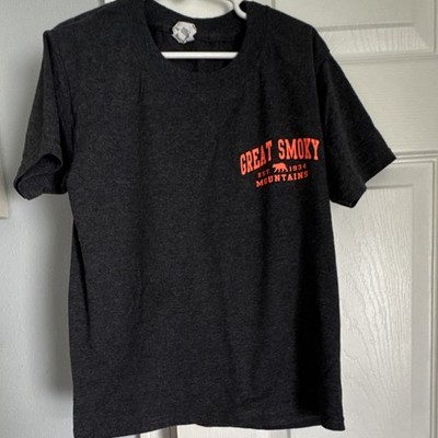 Jerzees Boys HiDensi-T Short Sleeve T-Shirt Size S Dark Gray Bear Crew Neck