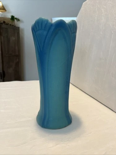 Van Briggle Pottery Art Deco Blue Vase 7.5" Tall