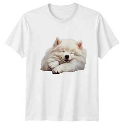 Samojede Welpe schlafende Hunde Tiere Herren T-Shirt Damen Tee Grafik Unisex Top