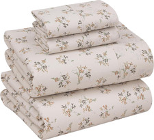 100 Cotton Full Size Bed Sheets, 4 Pieces, Soft  Breathable Percale Weave Bedd