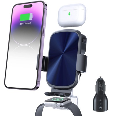 3 in 1 Wireless Car Charger, Car Charger Mount for iPhone/Airpods/Apple Watch...