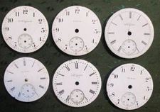 Antique Elgin Pocket Watch Dials, 1 3/4" & 1 5/8" Sizes, 6 Piece Estate Lot (1)