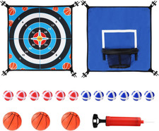 Double Sided Trampoline Game Accessory Set, Include Basketball Hoop Attachment