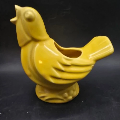 McCoy Yellow Singing Bird Planter Vintage USA Ceramic Pottery