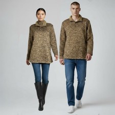  80 Weatherproof Vintage Men  s M Women  s L Sweater Brown Fleece Lined NWT