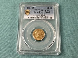 RARE 1911 D Weak US 2 1/2 Dollar Quarter Eagle Gold Coin $2.50 Indian PCGS