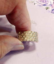 VINTAGE Sterling Silver 925 Wide Band CZ Ring - Size 8 - Very Nice