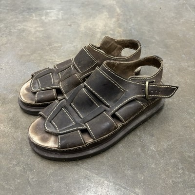 Vintage Dr Martens Y2K Sandals Size 9 Brown Fisherman Made  display picture 2