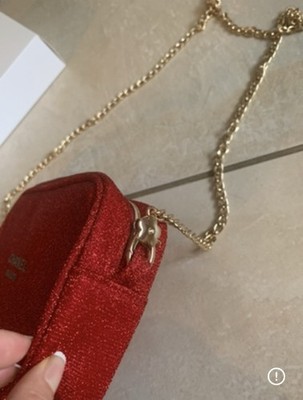 New CHANEL Beauty Red Holiday Gift Set Clutch Case Cosmetic Bag