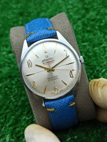 1960's Vintage Atlantic Worldmaster Original Watch Manual 17 Jewels Silver 37 MM
