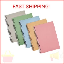 5 Pack 6x8 inch Spiral Journals, Small Notebooks Bulk with 120 Lined Pages for W