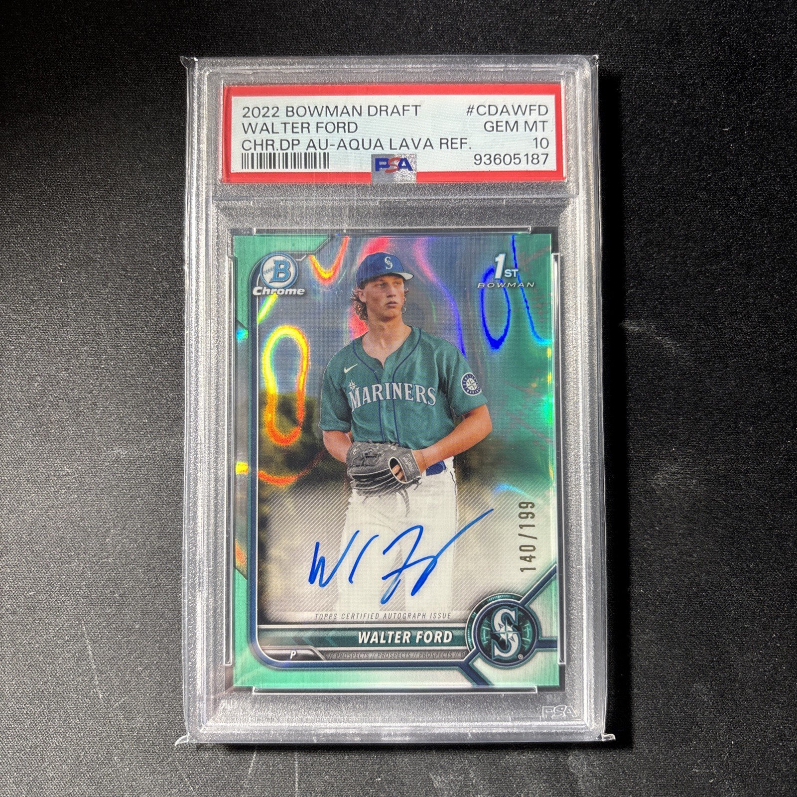 2022 Bowman Draft - Chr Draft Pick Auto /199 Walter Ford #CDA-WFD Aqua Lava