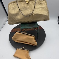 Vintage 1950  s Formal Gold Clutch With Two Smaller Change Purses