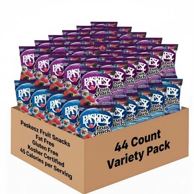 Paskesz Fruit Snacks Variety Pack Kosher Very Berry and Fruit Medley 44 Count