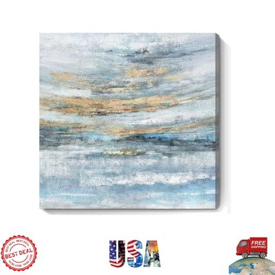Beautifully Crafted Light Blue Abstract Wall Art for Home Decor - 24x24