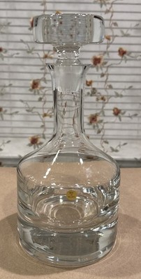 Vintage Krosno Poland Clear Glass Decanter w/Stopper - Heavy