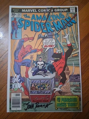 AMAZING SPIDER-MAN #162 1976 1ST JIGSAW PUNISHER APP FN 6.0 2x Signed Newsstand