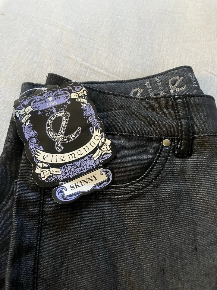 Pantalones de mezclilla para mujer Ellemenno vintage Y2K años 90, talla 5 ajustados nuevos con etiquetas Foto 2 de 4