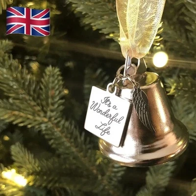 1pc It's a Wonderful Life Christmas Angel Bell Ornament Tree Angel Wing Charm
