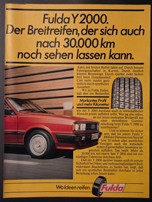70. Fulda Y2000 Breitreifen Reifen Werbeanzeige Werbung Reklame 1982