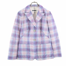JIL SANDER Unused Italian Made Plaid Tailored Jacket Nylon Size 36 Purple Ladies