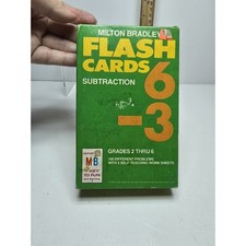 Milton Bradley Subtraction Flash Cards work sheets 4452 Grades 2 thru 6 Vintage