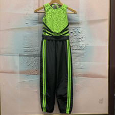 Weissman 14478 MC Black Neon Green Dance Costume Jumpsuit Hip Hop Jazz Tap Acro