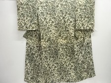 7643687: JAPANESE KIMONO / ANTIQUE KIMONO / SILK / MON KINSHA / FLOWER