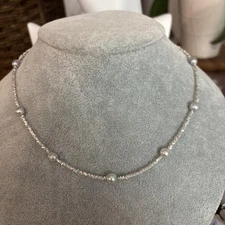 6-7mm Authentic Akoya Pearl Necklace 16+1inch Silver