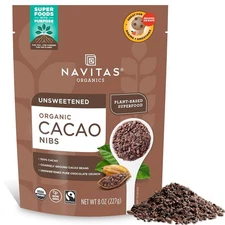 NAVITAS Organic Cacao Nibs Pure Unsweetened Superfood - 8 oz (227g) *BB 04/2026*