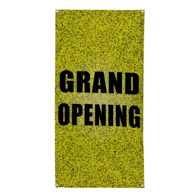 Vertical Vinyl Banner Multiple Sizes Grand Opening Yellow Pattern New Business