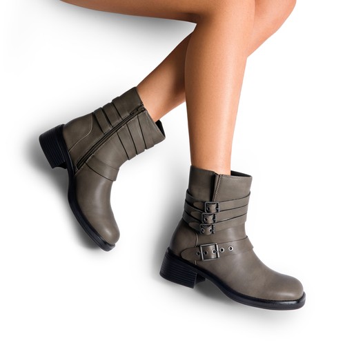 Women's Ankle Boots Round Toe Low Block Heel Ankle Shoes for Causal Work - Picture 20 of 20